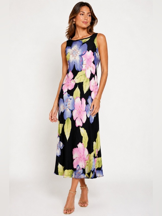 Jones New York Dresses & Skirts - Jones New York Vintage Black Floral Silk Midi Dress Sz. 16 NWT